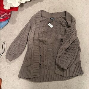 Express Brown Cable Knit Sweater